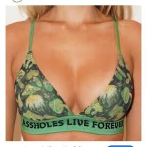 Sexy XL BRA A**holes Live Forever Festival Hippie Weed Fairy Goth Mary Jane Bra